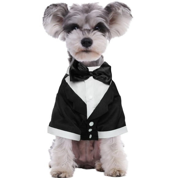 Kuoser de esmoquin para perro, negro, para bodas, fiestas de cumpleaños, talla S