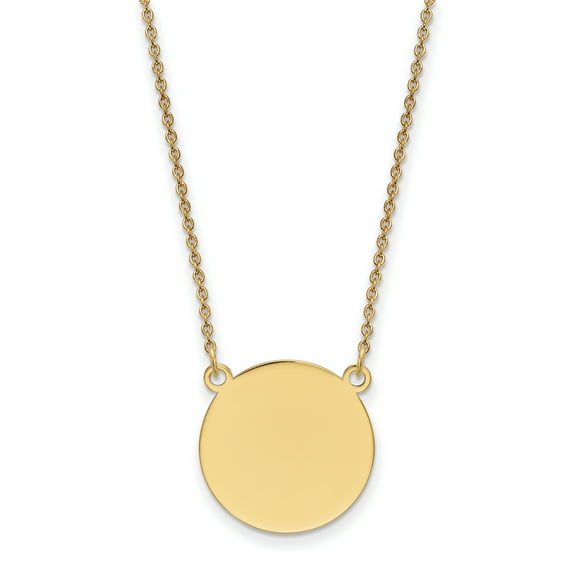 Primal Gold 14 Karat Yellow Gold Plain 0.027 Gauge Circular Disc 18-inch Necklace