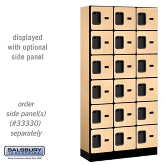 Salsbury  12 in. x 6 ft. x 15 in. 3 Wide Six Tier Box Style Designer Wood Locker - Maple