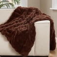 thumbnail image 6 of Brooklyn Loom Bubble Faux Fur 100% Microfiber Polyester  50x70 Throw in Brown, All Season, Adult Size, OEKO-TEX Certified, 6 of 12