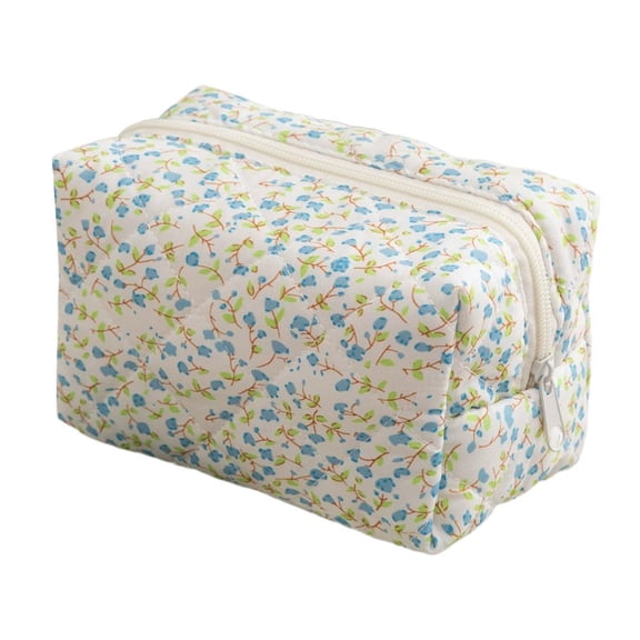 Floral Makeup Bag for Women, Small Cosmetic Organizer Pouch with Zipper, Lightweight Travel Toiletry Bag
