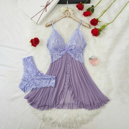 Cute Nightgowns For Women Babydoll Dress For Women Purple Pajamas For Women Lace Body Suits Women Chemise Nightgowns For Women