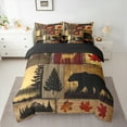 thumbnail image 3 of Manfei Brown Bear Deer 7pcs Bedding Comforter Set, Western Animal Wildlife Queen Bedding Sets, Rustic Lodge Cabin Reversible Queen Sheet Sets, Microfiber Bedroom Decor, 3 of 8