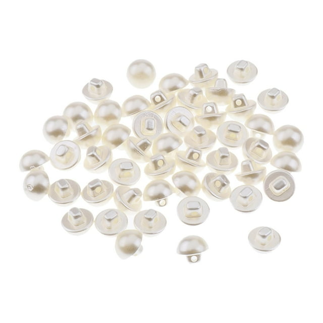 50 Pieces 2 Holes Faux Pearls with Shank DIY for Sewing Clothes Craft 10mm