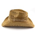 thumbnail image 5 of Hand‑Woven Paper Straw Cowboy Hat Hollow Knit Wide Brim Sun Hat Unisex Outdoor Beach Travel Sun‑Protection Fedora Hat for Men Adults, 5 of 7
