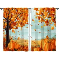 dinii Pumpkin Kitchen Curtains Cafe Curtains for Bathroom Dining Room Living Room Pocket Window Drapes 2 Panels Set 28"x36"