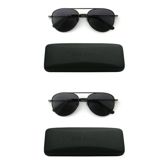 EYE ZOOM 2 Pack Aviator Style Sunglasses Bifocal Reading Glasses Anti UV400 (Gunmetal,  2.00)