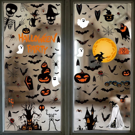 Halloween Decor for Home, Halloween Indoor Decorations, Halloween Ghost Decorations, Halloween Pumpkin Decorations, Removable Non-Adhesive Pvc Static for Wall Window Halloween