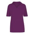 thumbnail image 5 of TODOZO T Shirts for Women Loose Fit Casual Lightweight Soft Basic Tees Summer Tops for Women 2025 Women's Short Sleeved Shirt Summer V Neck Shirts Collared Casual Basic Tees Blouse Purple Xxl, 5 of 6