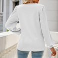 thumbnail image 4 of Pxiakgy long sleeve shirts for women Women's U Neck Pleated Puff Sleeve Loose Casual Solid Color Top womens long sleeve tops white t shirts for women gifts for women White + XL, 4 of 4