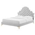 thumbnail image 1 of Tufted Platform Bed Frame, Twin Size, Velvet, Light Grey Gray, Modern Contemporary Urban Design, Bedroom Master Guest Suite, 1 of 10