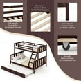 thumbnail image 6 of Costway Pinewood Twin over Full Trundle Bunk Bed with Guardrail and Ladder, Espresso, 6 of 10