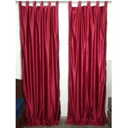 Mogul Indian Sari Curtains Maroon Tab Top Drape / Panel Pair Window Treatment Ideas (Size: Length: 84".)