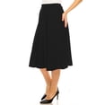 thumbnail image 3 of Women's Plus Size A-Line Casual Flared High Waist Elastic Band Solid Midi Skirt, 3 of 8