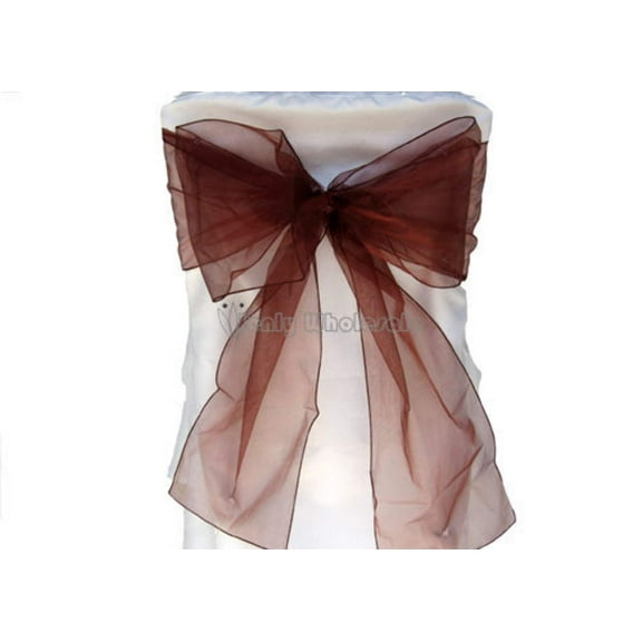 9 x 10 Ft Organza Chair Bows/Sashes Brown (12 pieces)