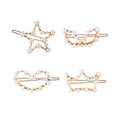 thumbnail image 1 of GOOHOCHY 4 pinzas para el pelo huecas con forma de corazón, con diseño geométrico de perlas, para niñas (estrella de cinco puntas, corona, corazón y orejas de conejo)., 1 of 8