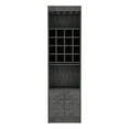 thumbnail image 4 of Royard Oaktree Tall Bar Cabinet with 16 Wine Racks and Glasses Holder, Farmhouse Liquor Cabinet with 2 Doors, Open Shelf, Pull-out Tray, Sideboard Storage Cabinet for Kitchen Dining Room, Smokey Oak, 4 of 6