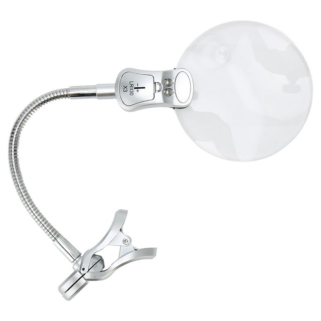 Abrazadera de lupa con luz LED Bling bling, lámpara de escritorio con cuello de cisne