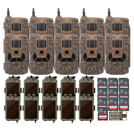 Muddy Matrix 36MP Imaging Cellular Trail Camera with On Demand Photo (Mud 10-Pack) Bundle with Solar Power Panel (10-Pack) 32GB UHS-I Memory Card (10-Pack) and USB 2.0 Card Reader (31 Items)
