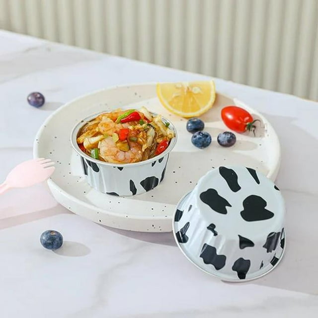 Fourchette de Cuisine - 20 Pcs Tasses Rondes Réutilisables en Aluminium pour Friteuse à Air Chaud, Décorations d'Halloween, Mariage, Noël, Saison Scolaire, Anniversaire, Action de Grâce