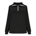 thumbnail image 4 of Yteetum Sweatshirts for Women Oversized 1/4 Zipper V-neck Knitted Pullover Sweatshirts Jackets Outerwear Womens Casual Solid Quarter Zipper Lightweight Loose Fits Long Sleeve Hoodless Sweatshirts Top, 4 of 7