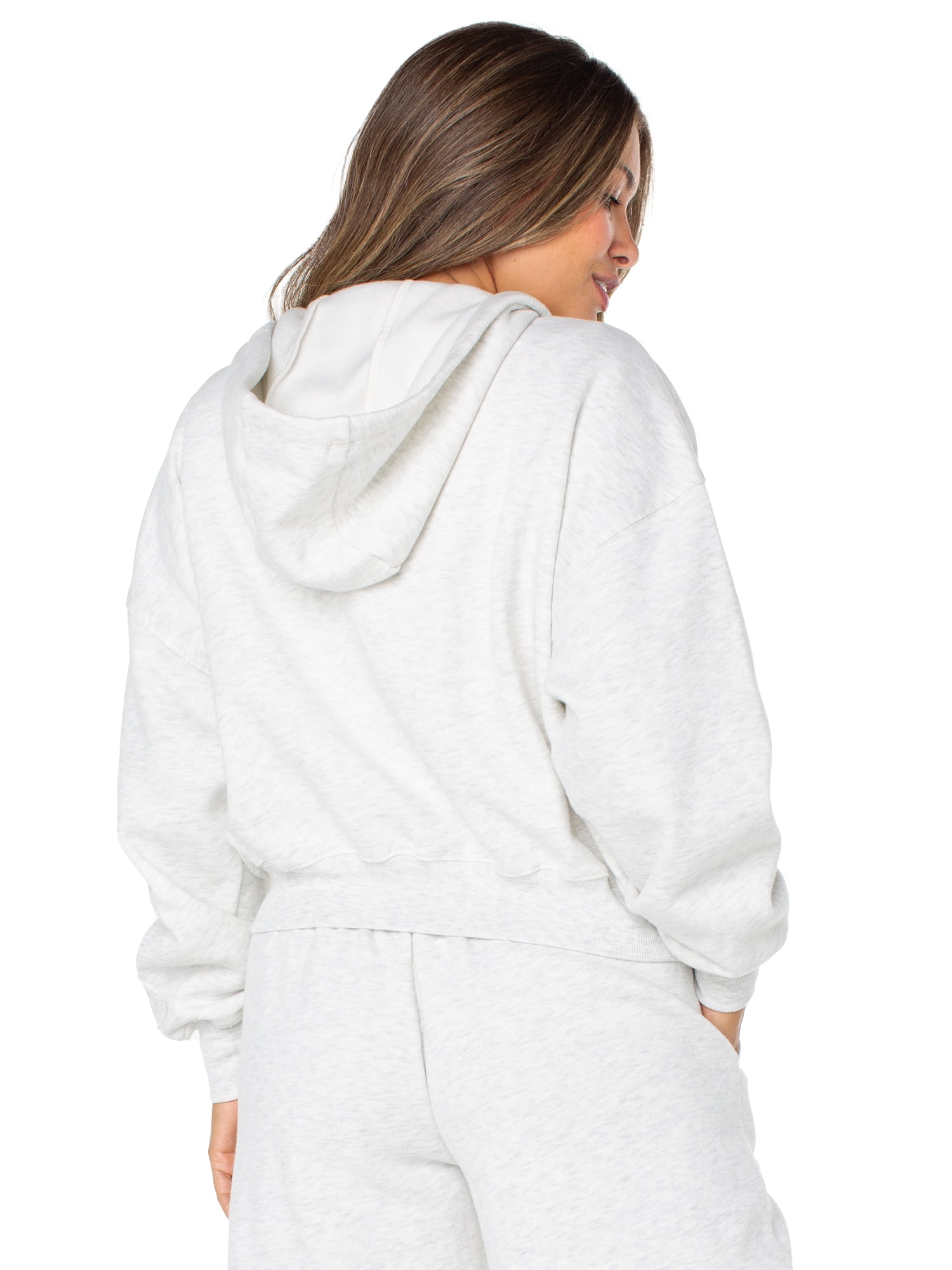 Celebrity Pink Women's Oversized Zip Front Hoodie with Heart Embroidery