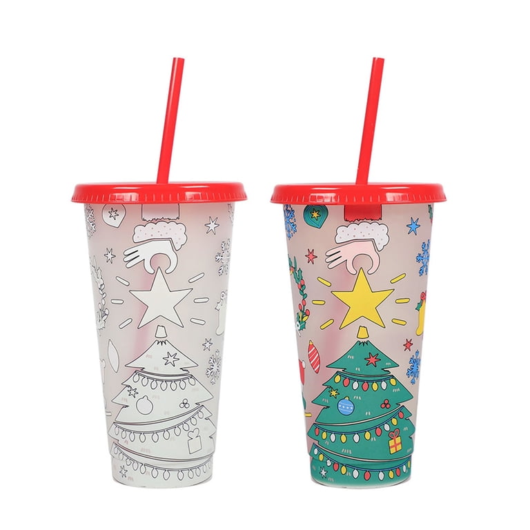 LHWEN Christmas Color Changing Cup 24 Oz PP Coffee Mug Temperature  Sensitive Plastic Cup with Handle for Cold Beverages Transforming Design  Gift Box Included - Walmart.com
