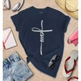 thumbnail image 3 of S4E Women's Jesus Cross Religious T-Shirt Medium Navy, 3 of 4
