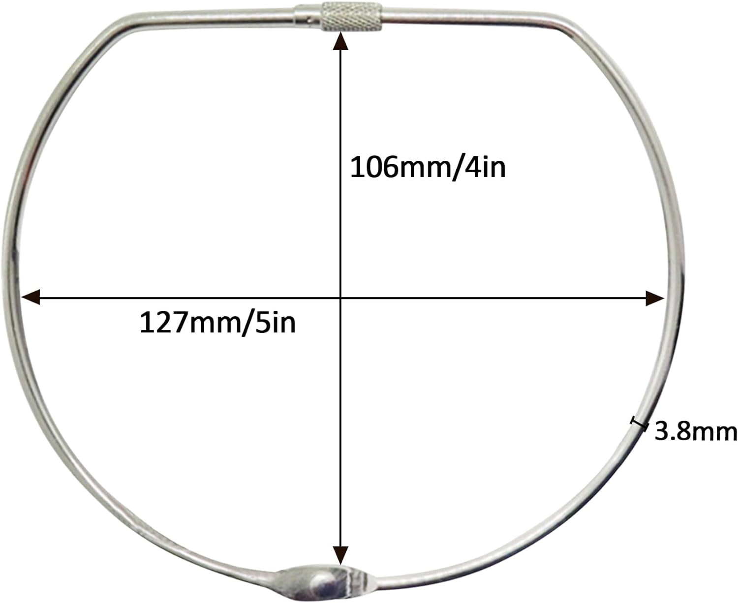 5 Inch Extra Large Key Ring:D-Shaped Binder Rings Easy Locking and Secure Opening,Sturdy Metal Rings,Loose Leaf Rings for Office and School Use,Silver,10PCS (5 Inch,Silver)