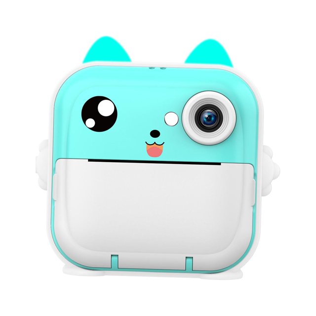 Cámara de impresión instantánea para , cámara de video Selfie Pantalla LCD de 2,4 pulgadas Cámara de juguete Juguetes Cámara selfie para Azul Hugo Cámara de impresión instantánea