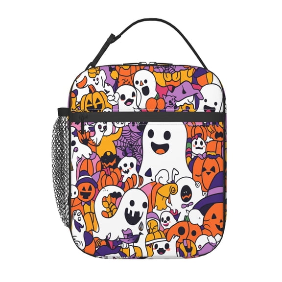 Halloween Skull Witch Lunch Bag for Office Women – Stylish Thermal Insulated Tote with Shoulder Strap, Lightweight for Work or Travel