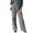 Black, variant on Women's Plaid Print Pajama Pants, Soft Casual Straight Leg Lounge Pants for Women, Wide Leg Pajama Bottoms with Patch Pockets, Comfy Sleepwear Lounge Pants for Home Working Lounging Yoga Black L