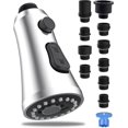 thumbnail image 1 of ORUYROP Pull Down Kitchen Faucet Head Replacement, 3-Function Kitchen Sink Spray Nozzle with 10 Adapters, Compatible with Moen, American Standard, Delta, Kohler Faucets, Chrome, 1 of 7