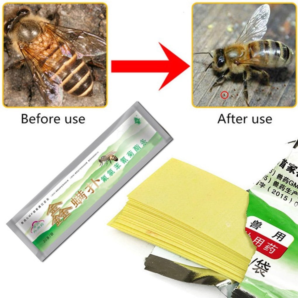 20-Strips Beekeeping Fluvalinate Mite Killer Tool Pest Varroa-Control Acaricide 