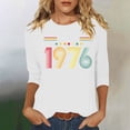 thumbnail image 2 of 3/4 Length Sleeve Tees For Women 1976 Graphic Print Crew Neck Pullover Tops Casual Trendy Vintage T Shirts (XL, White), 2 of 4