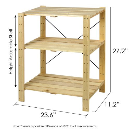Furinno FNCJ33013 Pine Solid Wood 3Tier Shelf