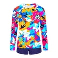 thumbnail image 5 of Mifsaly Tankinis Swimwear for Women Long Sleeve 2 Piece Bathing Suits Patchwork Tropical Print Tankinis Set Sun Protection Athletic Surfing Beachwear XL, 5 of 7