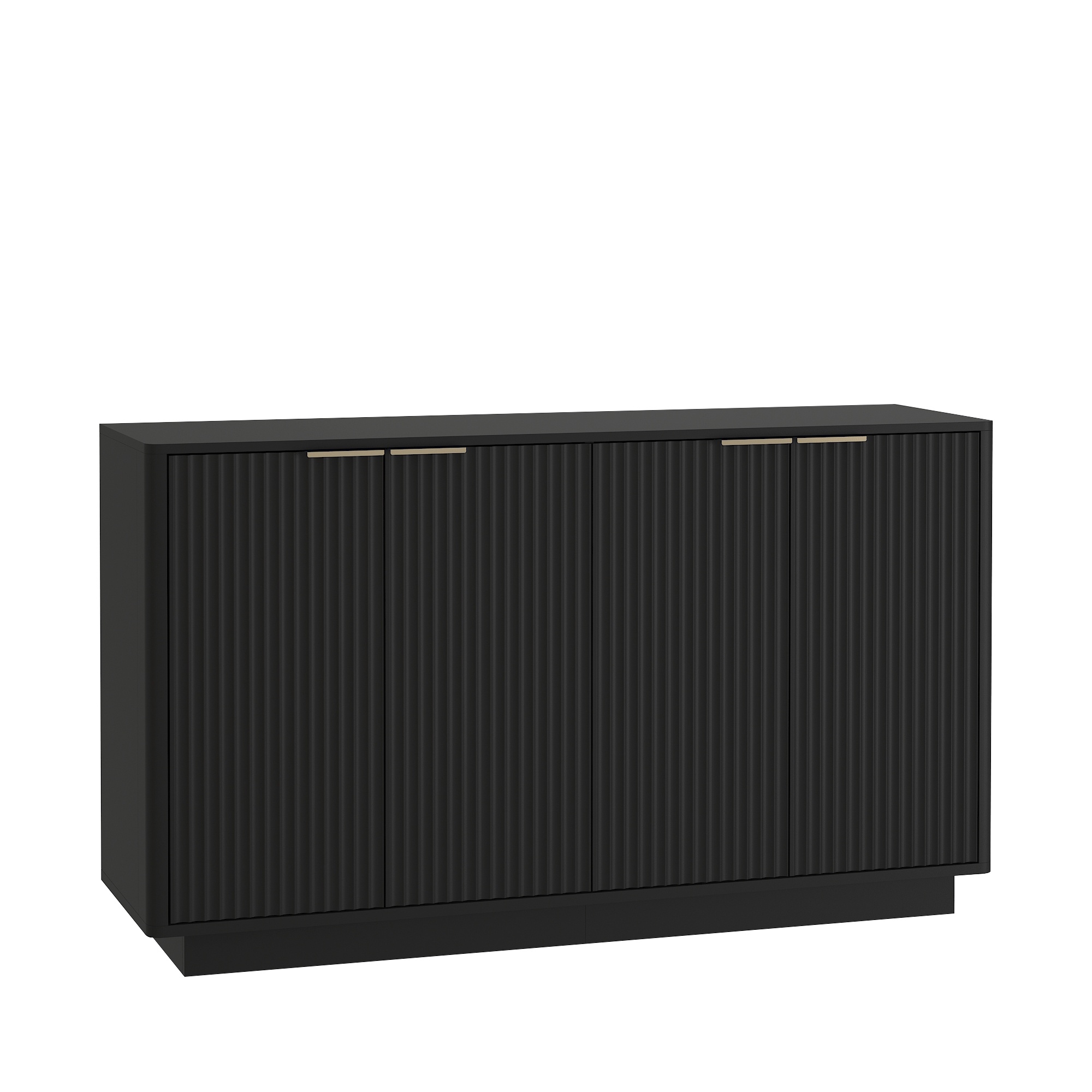 PORKISS 55.1" Fluted Sideboard, Modern Wood Buffet Cabinet with Storage, Accent Cabinet with Adjustable Shelves for Dining Room, Living Room & Entryway, Black