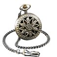 thumbnail image 1 of ESS Mechanical Pocket Watch Bronze Stainless Steel Case Black Dial Hollow Mens, 1 of 6
