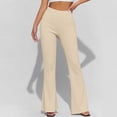 thumbnail image 5 of HongQid Women's High Waist Flare Pants – Yoga Casual Stretch Bell Bottom Trousers, Slim Fit Retro 70s Style Pants for All Seasons,Beige XL, 5 of 9