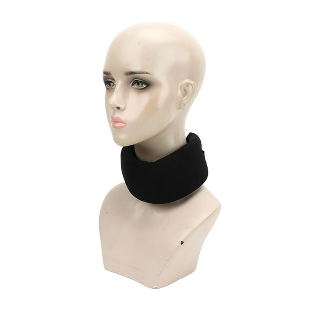 Foam Neck Support, Firm High Density Black Hook and Loop Adjustable Neck Brace Reducing Pressure for Working for Students S,M,L