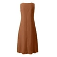 thumbnail image 5 of Robes Femmes, Robes d'Été pour Femmes Couleur Unie Sans Manches Bouton Col en V Robes Longueur Genou avec Poches, 5 of 5