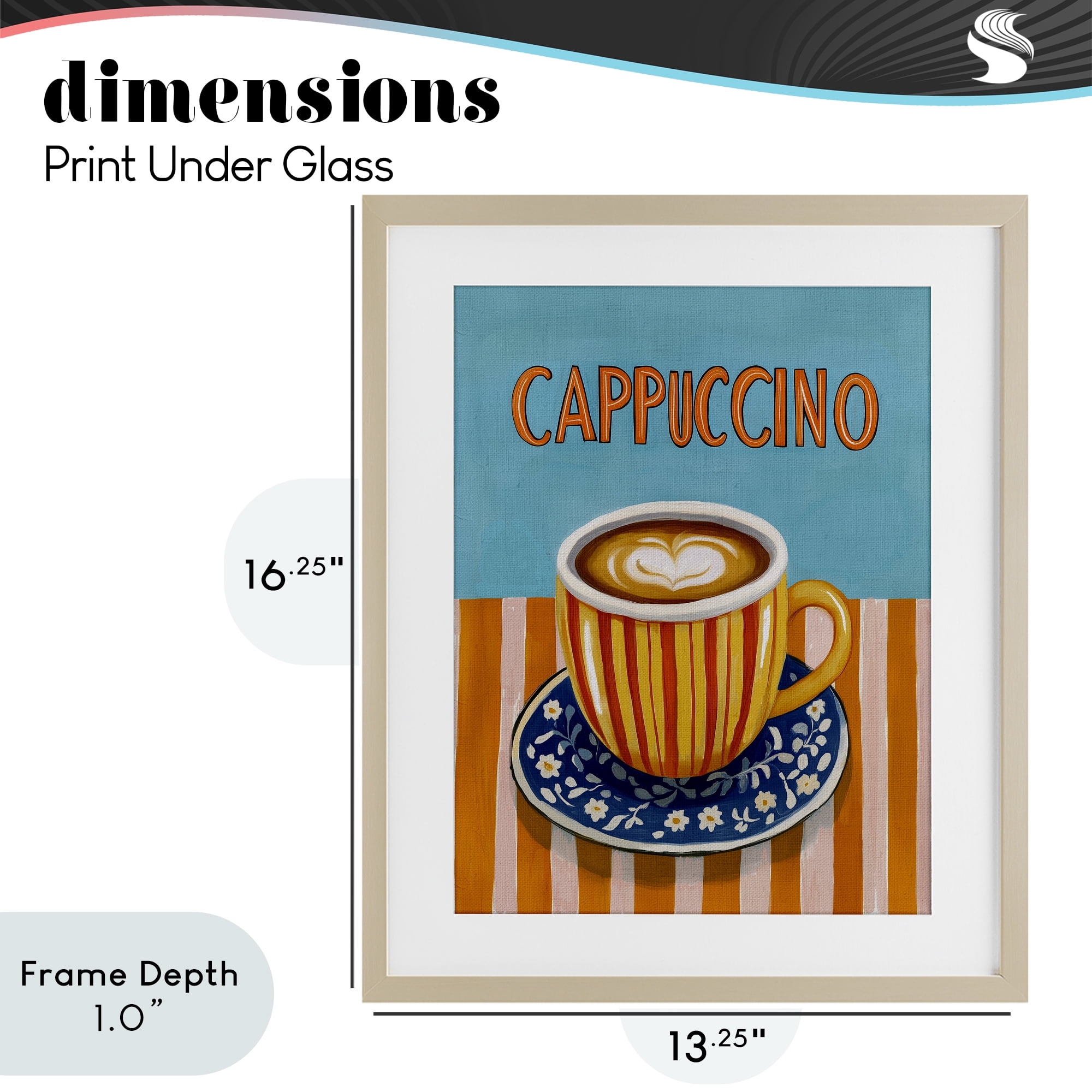 Stupell Industries Cappuccino Stripes Blue & Orange Birch Framed Print Under Glass, design by Yen