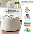 thumbnail image 4 of Round Stuffed Pouf Ottoman, Corduroy Poufs with Foam Chunk Filling, Furry and Fluffy Pouf Foot Stool Storage Ottoman, 20 X 15 Floor Poufs Foot Rest for Living Room, Beige, 4 of 7