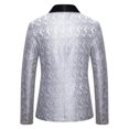 thumbnail image 4 of Yaoyar Men's Floral Jacquard Printed Suit Jacket One Button Slim Fit Blazer for Wedding, Prom, Dinner Gray S, 4 of 4