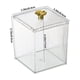 thumbnail image 3 of Caja transparente para guardar hisopos de algodón | Organizador de hisopos con asa de trébol de cuatro hojas | Estuche de escritorio para cosméticos, discos de maquillaje, labiales y gomas para el, 3 of 7