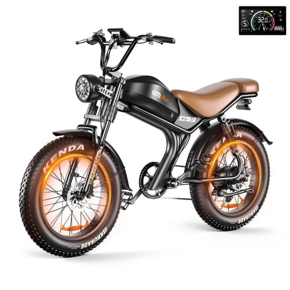 Electric Bike for Adults, Peak 1000W Ebike, Up to 25KM/H & 50-80 KM Long Range, 48V 20Ah Removable Battery,20''*4'' Fat Tire Mountain Electric Bicycle, 7-Speed with Full Suspension,Brown
