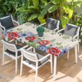 thumbnail image 2 of Independence Day Table Cloths for 4 Foot Rectangle Tables, Retro Red Blue Flowers Leaves Plants Patio Waterproof Elastic Fitted Tablecloths, Washable Rectangular Table Cover for Camping, 2 of 8