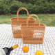 thumbnail image 2 of Bolsas de almacenamiento tejidas para picnics y salidas Organizador de maquillaje colgante Bolsa de viaje hecha a mano para mujeres Cesta de compras 32cm, 2 of 7