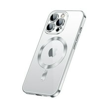 ELEHOLD Strong Magnetic Clear Case for iPhone 13 Pro Max, Compatible with MagSafe, Slim Plating Shockproof Protective Cover for iPhone 13 Pro Max, Silver